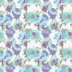 Obraz premium Anemone seamless pattern. Artistic background.