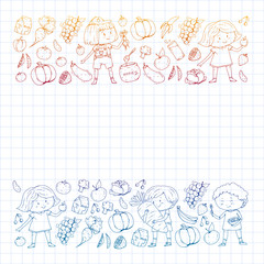 Children eating healthy food. Sport, fitness.