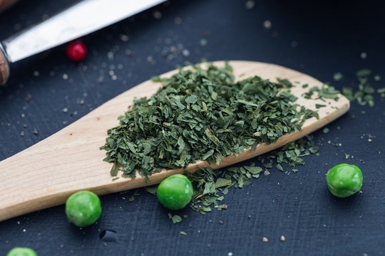 High Angle Shot Of A Green Spice Vegetable With A Blurred Background