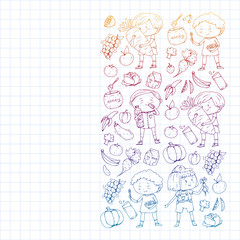 Children eating healthy food. Sport, fitness.