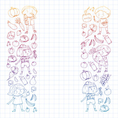 Children eating healthy food. Sport, fitness.