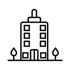 Buildings line icon set. Bank, school, courthouse, university, library