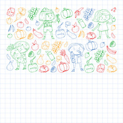 Children eating healthy food. Sport, fitness.