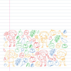 Children eating healthy food. Sport, fitness.