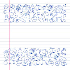 Children eating healthy food. Sport, fitness.