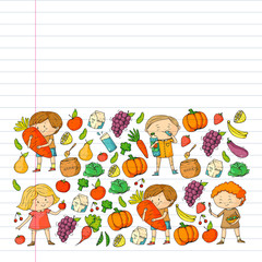 Children eating healthy food. Sport, fitness.