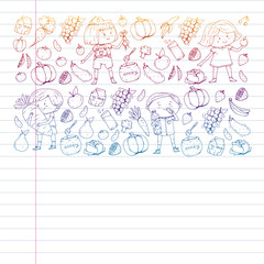 Children eating healthy food. Sport, fitness.