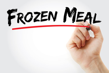 Frozen meal text with marker, food concept background