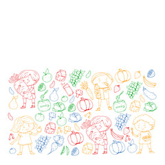 Children eating healthy food. Sport, fitness.