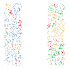 Children eating healthy food. Sport, fitness.