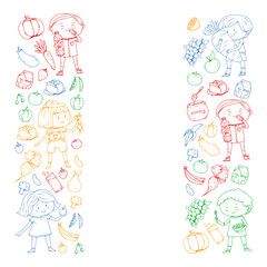 Children eating healthy food. Sport, fitness.