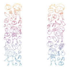 Fototapeta premium Children eating healthy food. Sport, fitness.