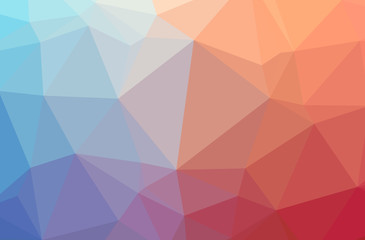 Illustration of abstract Blue, Red horizontal low poly background. Beautiful polygon design pattern.
