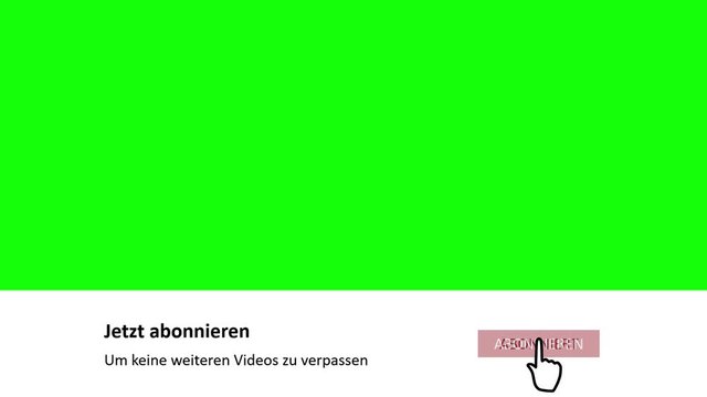 Youtube subscribe button overlay with Text and motion on German with chroma green screen background
