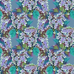 Spring flowers seamless pattern. Watercolor illustration.