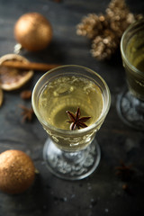 Homemade spiced white mulled wine