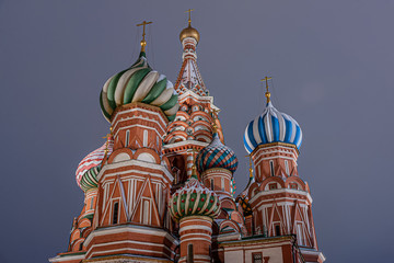 Fototapeta na wymiar Orthodox church against the night sky. Moscow, Russia, St. Basil's Cathedral