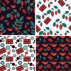 Naklejka premium Seamless patterns set