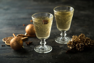 Homemade spiced white mulled wine