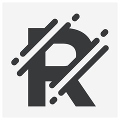 Vector illustration Initial Letter R abstract technology logo. Typography digital space concept.