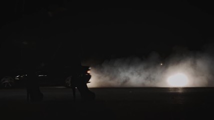 Sports car spinning in drift