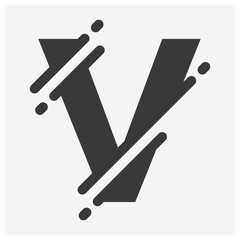 Vector illustration Initial Letter V abstract technology logo. Typography digital space concept.