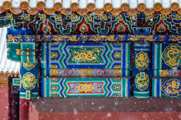 Roof decoration of building in Forbidden City, main tourist attraction in Beijing, capital city of...