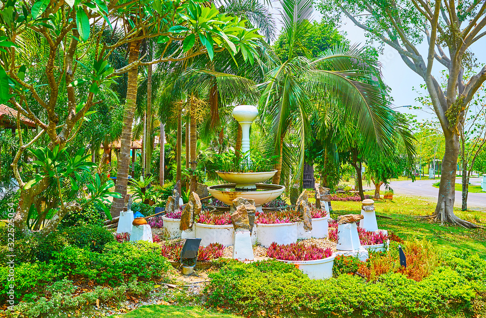 Canvas Prints The fountain with flowers, Indonesia garden of Rajapruek park, Chiang Mai, Thailand