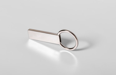 Silver key chain isolated 