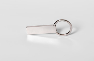 Silver key chain isolated 