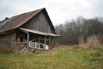  Village rickety house in the wilderness.