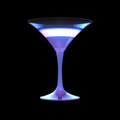 Glowing Cocktail Isolated on Black Background. 3D Render.