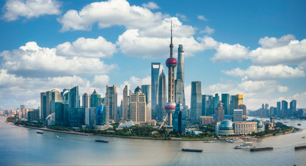 Panorama of the skyline of Shanghai urban