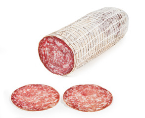 Salame Milano isolated on white background