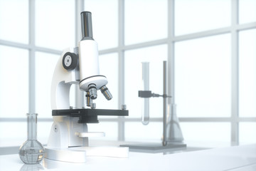 Experimental apparatus with an empty laboratory,white background,3d rendering.