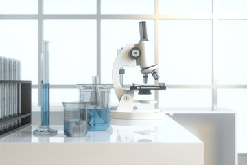 Experimental apparatus with an empty laboratory,white background,3d rendering.