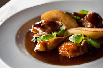 foie gras with apples in a restaurant