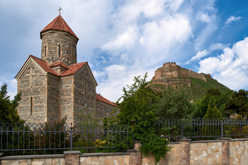 Fototapeta premium Medieval fortress and church in Goryje, Georgia.
