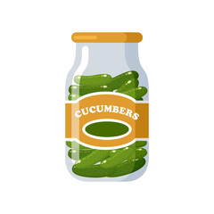 Cucumbers. Canned. Tinned goods product stuff, preserved food, supplied in a sealed can. Isolated