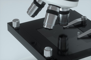 Microscope with white background,abstract conception,3d rendering.