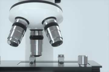 Microscope with white background,abstract conception,3d rendering.