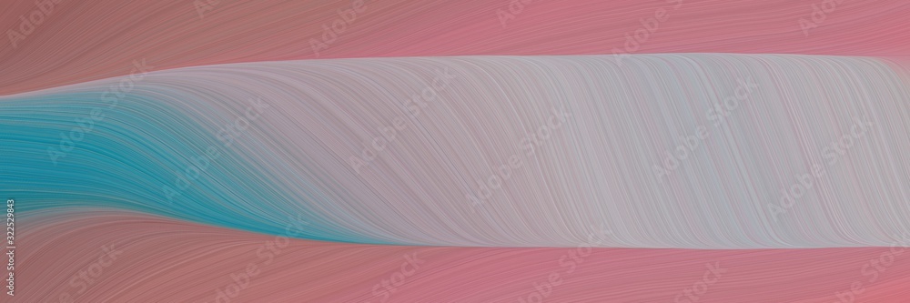 Poster artistic designed horizontal header with rosy brown, teal blue and dark gray colors. dynamic curved lines with fluid flowing waves and curves