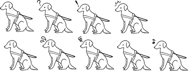 盲導犬のイラストセット