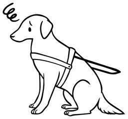 盲導犬のイラスト_困り顔