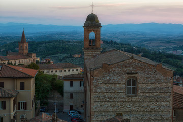 Fototapeta na wymiar View of old houses in Perugia at sunset, Umbria