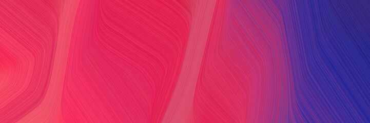 Fototapeta premium modern horizontal banner with moderate pink, dark slate blue and antique fuchsia colors. dynamic curved lines with fluid flowing waves and curves