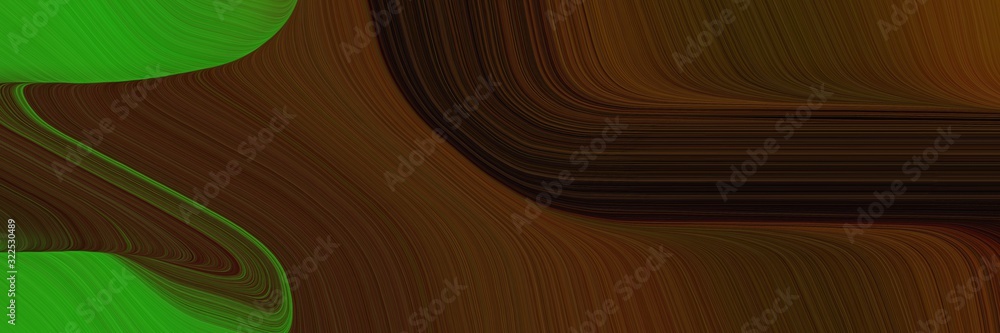 Poster modern header with very dark red, forest green and chocolate colors. dynamic curved lines with fluid flowing waves and curves