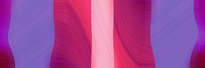 colorful designed horizontal banner with slate blue, dark moderate pink and dark magenta colors. dynamic curved lines with fluid flowing waves and curves