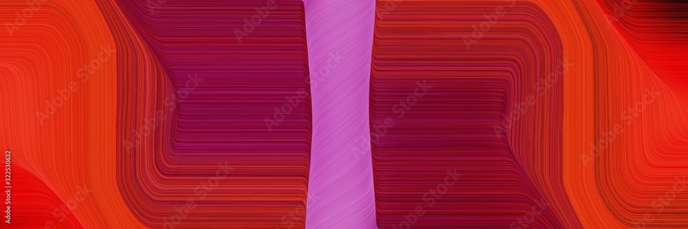 Poster artistic designed horizontal banner with firebrick, medium orchid and dark pink colors. dynamic curved lines with fluid flowing waves and curves