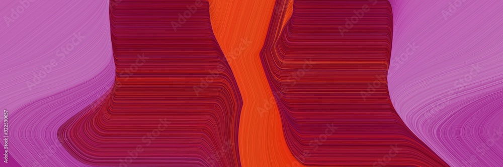 Poster artistic header with dark pink, medium orchid and orange red colors. dynamic curved lines with fluid flowing waves and curves